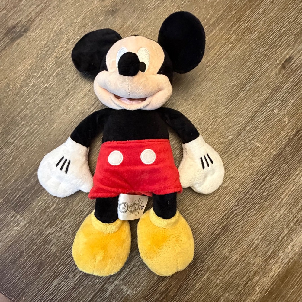 Disney Store Mickey Mouse Plush 13" Classic Red Shorts Yellow Shoes Authentic